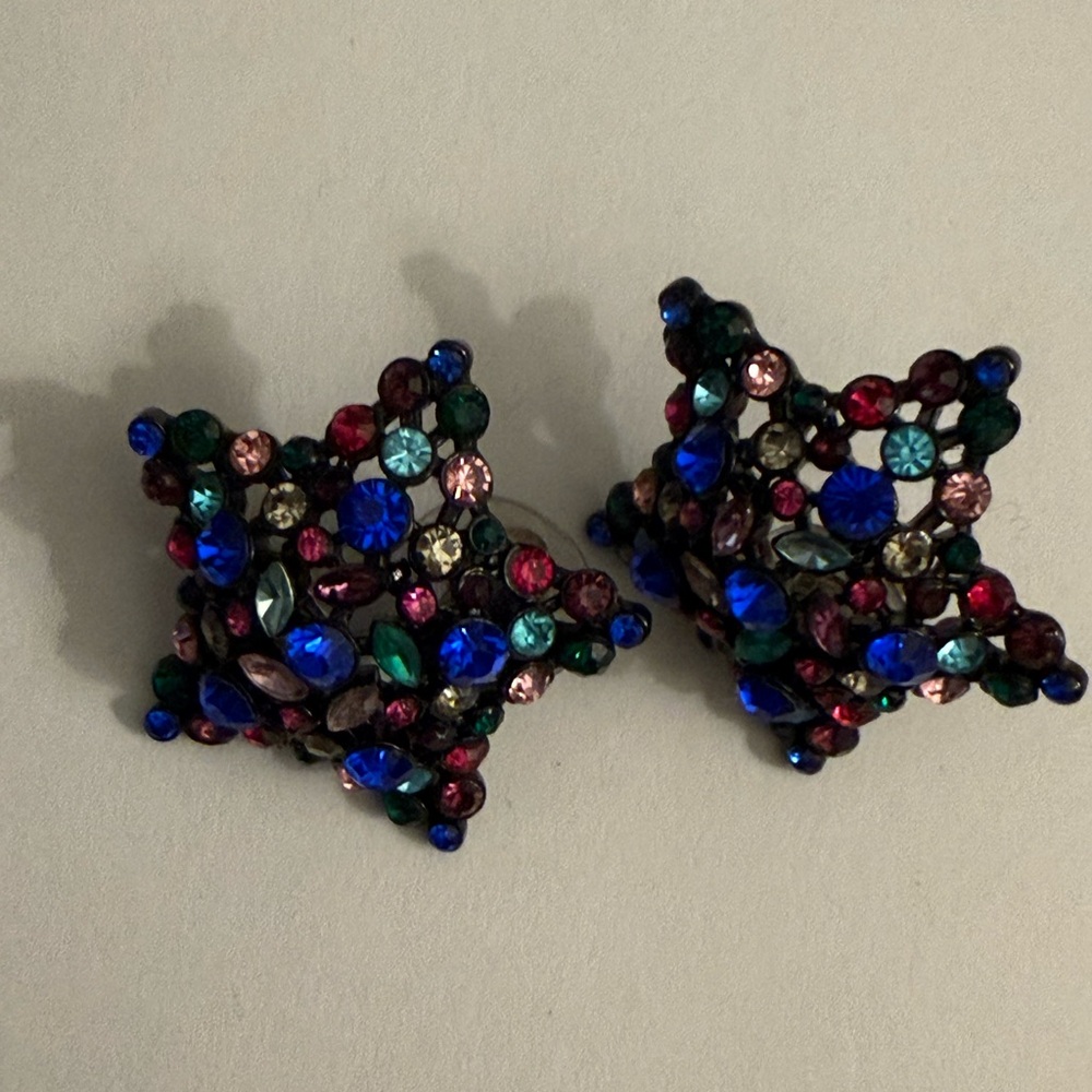 J. Crew Multicolor Crystal Star Earrings